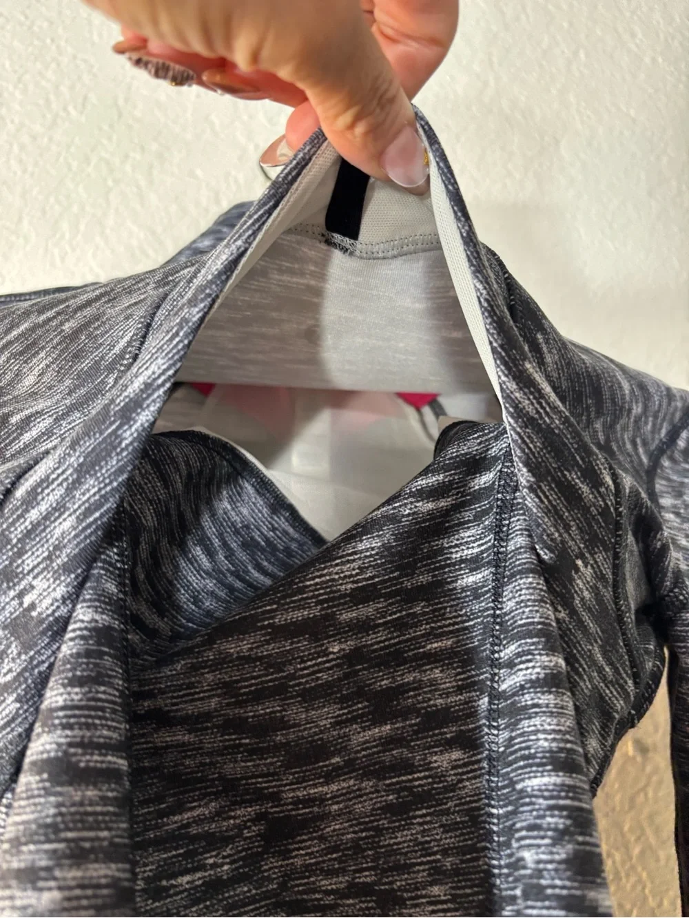 Lululemon Define Jacket Size 4 Black White Space Dye Full Zip Pink Collar